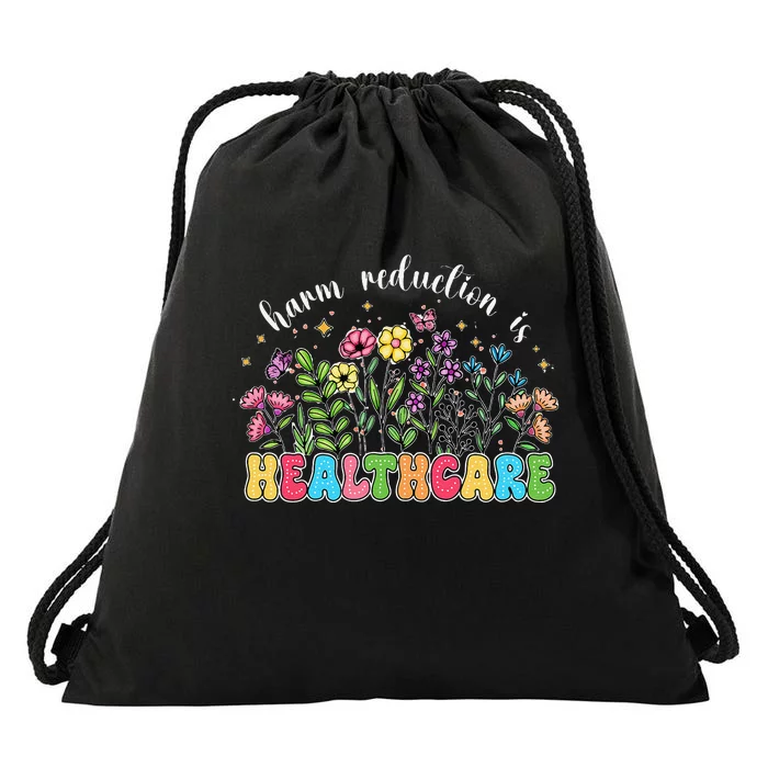 Harm Reduction Is Healthcare Overdose Awareness Day Groovy Drawstring Bag