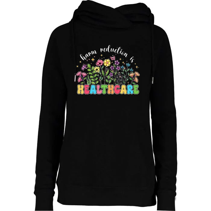 Harm Reduction Is Healthcare Overdose Awareness Day Groovy Womens Funnel Neck Pullover Hood