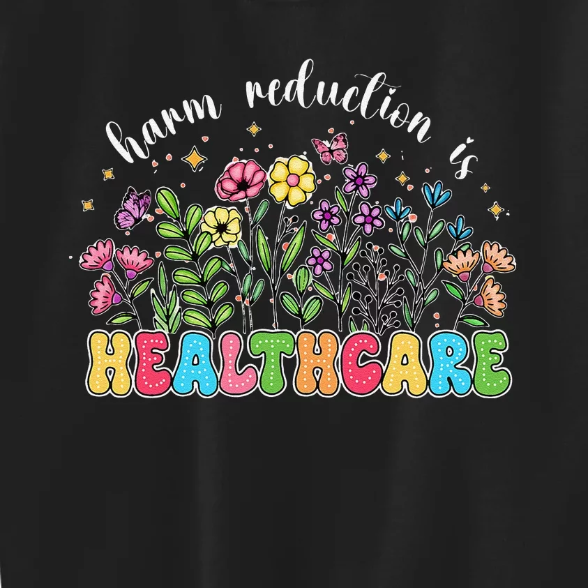 Harm Reduction Is Healthcare Overdose Awareness Day Groovy Kids Sweatshirt