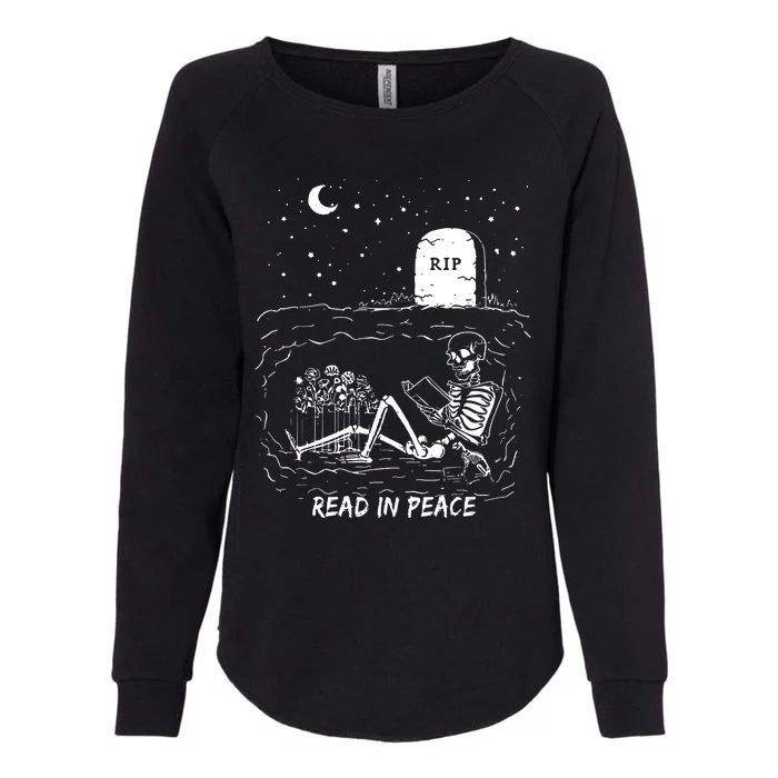 Humor Read In Peace Librarian And Teacher Halloween Outfit Womens California Wash Sweatshirt