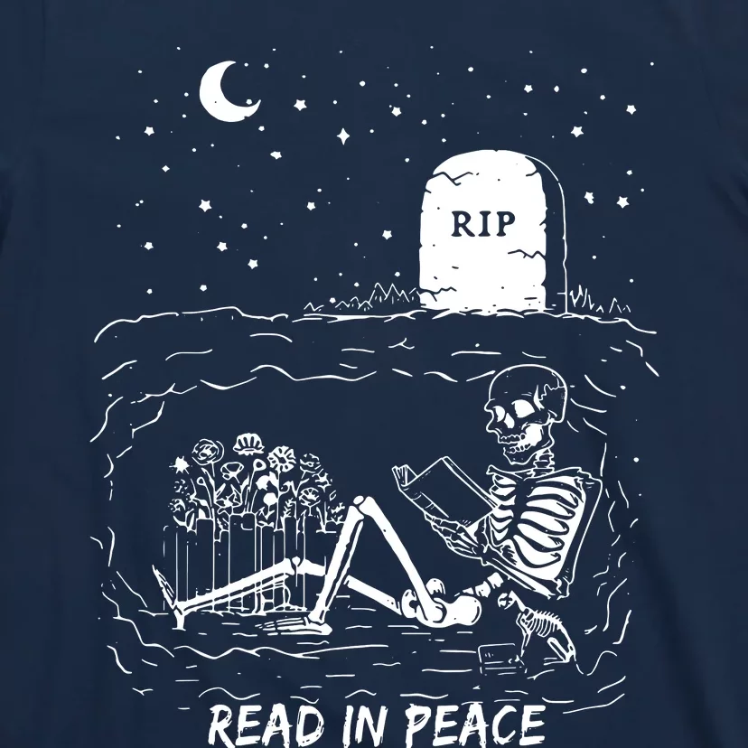 Humor Read In Peace Librarian And Teacher Halloween Outfit T-Shirt