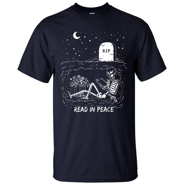 Humor Read In Peace Librarian And Teacher Halloween Outfit Tall T-Shirt