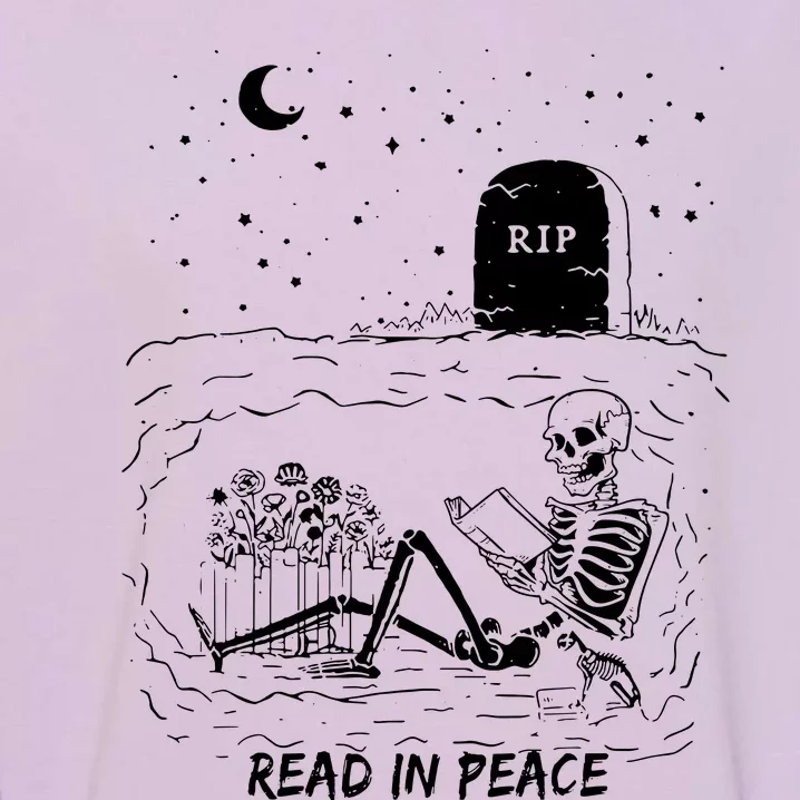 Humor Read In Peace Librarian And Teacher Halloween Outfit Garment-Dyed Sweatshirt