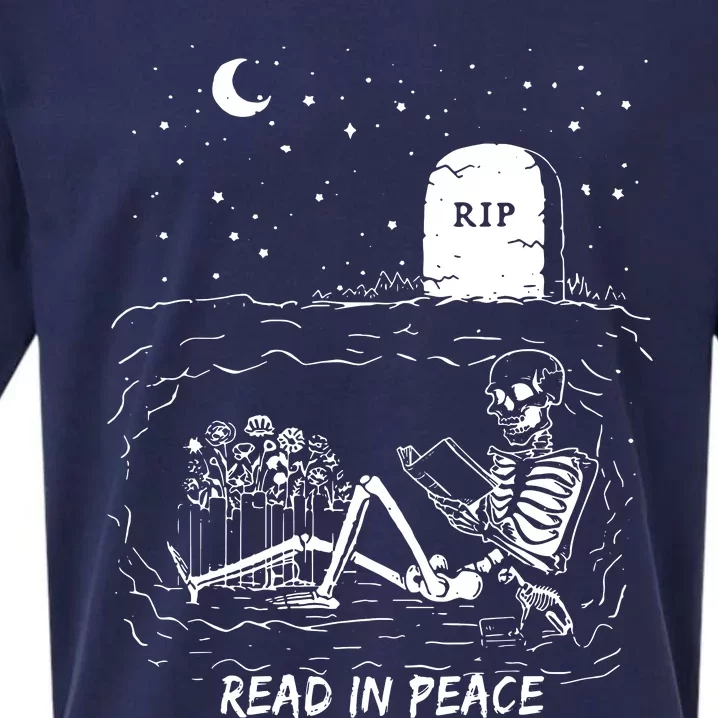 Humor Read In Peace Librarian And Teacher Halloween Outfit Sueded Cloud Jersey T-Shirt