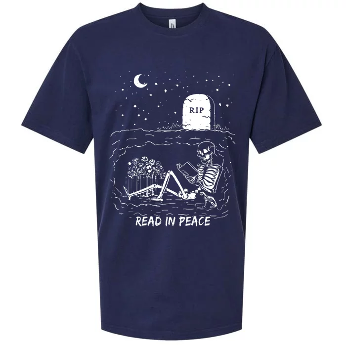 Humor Read In Peace Librarian And Teacher Halloween Outfit Sueded Cloud Jersey T-Shirt