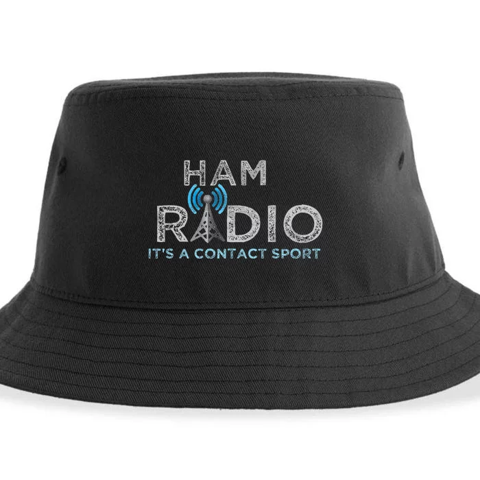 Ham Radio Its A Contact Sport Funny Ham Radio Sustainable Bucket Hat