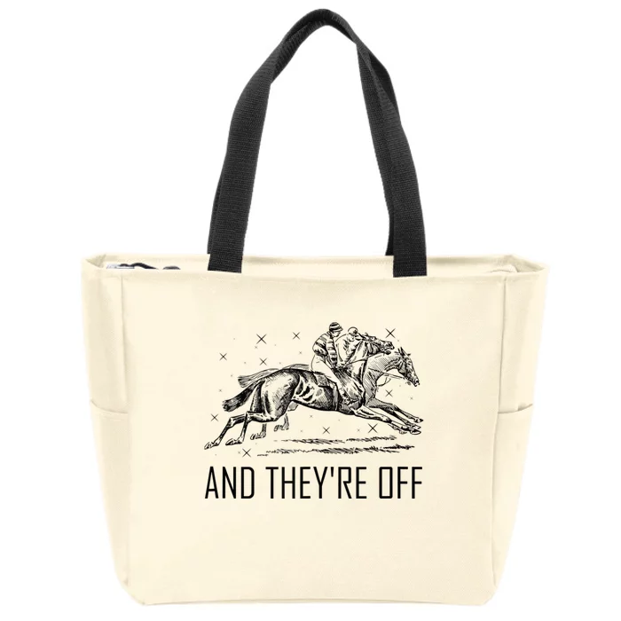 Horse Racing Jockey Racer Derby Rider Funny Track Race Gifts Zip Tote Bag