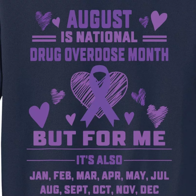 Heart Ribbon June Is National Drug Overdose Awareness Tall Sweatshirt