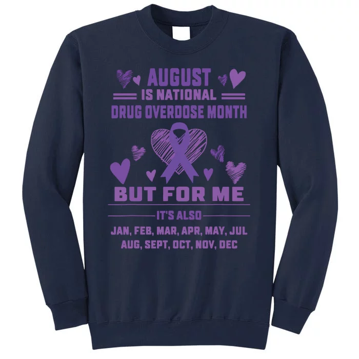 Heart Ribbon June Is National Drug Overdose Awareness Tall Sweatshirt