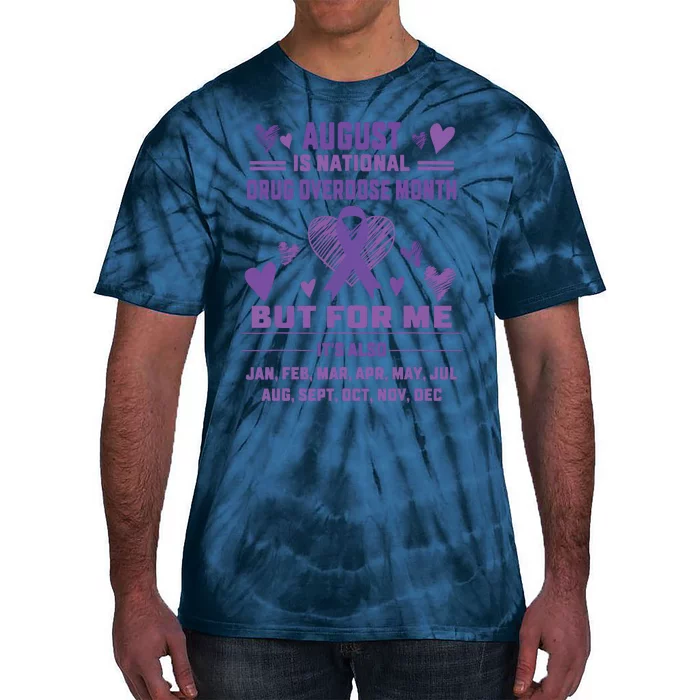 Heart Ribbon June Is National Drug Overdose Awareness Tie-Dye T-Shirt