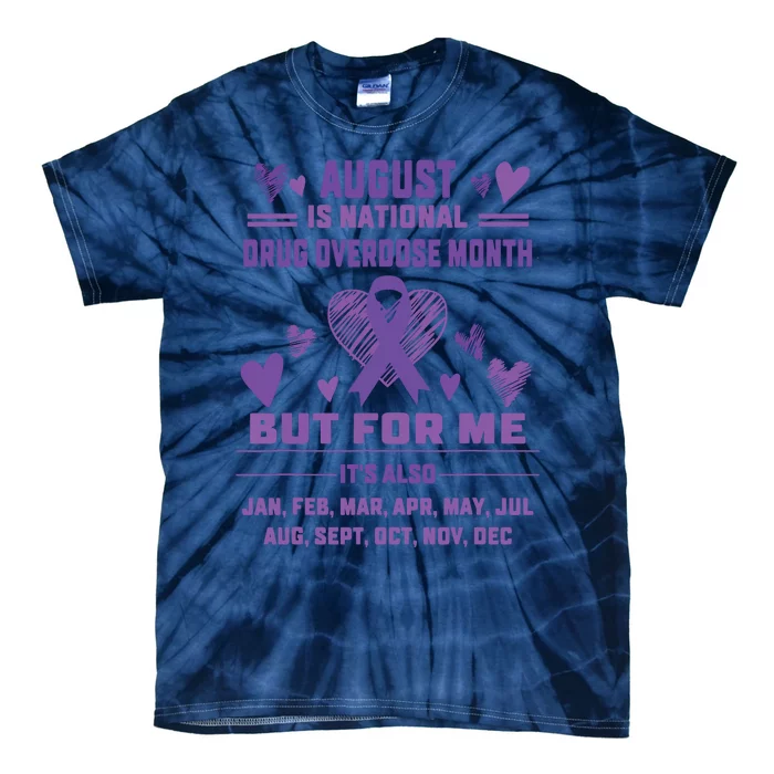 Heart Ribbon June Is National Drug Overdose Awareness Tie-Dye T-Shirt