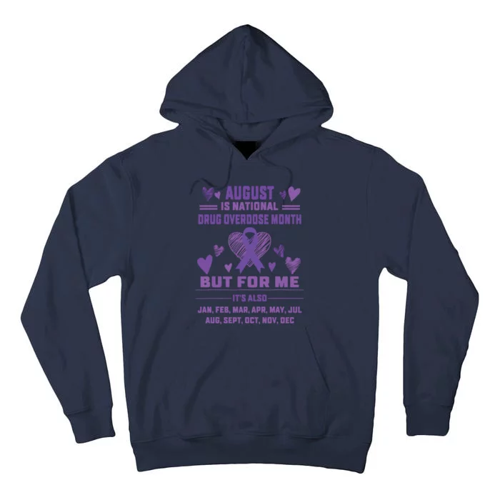 Heart Ribbon June Is National Drug Overdose Awareness Tall Hoodie