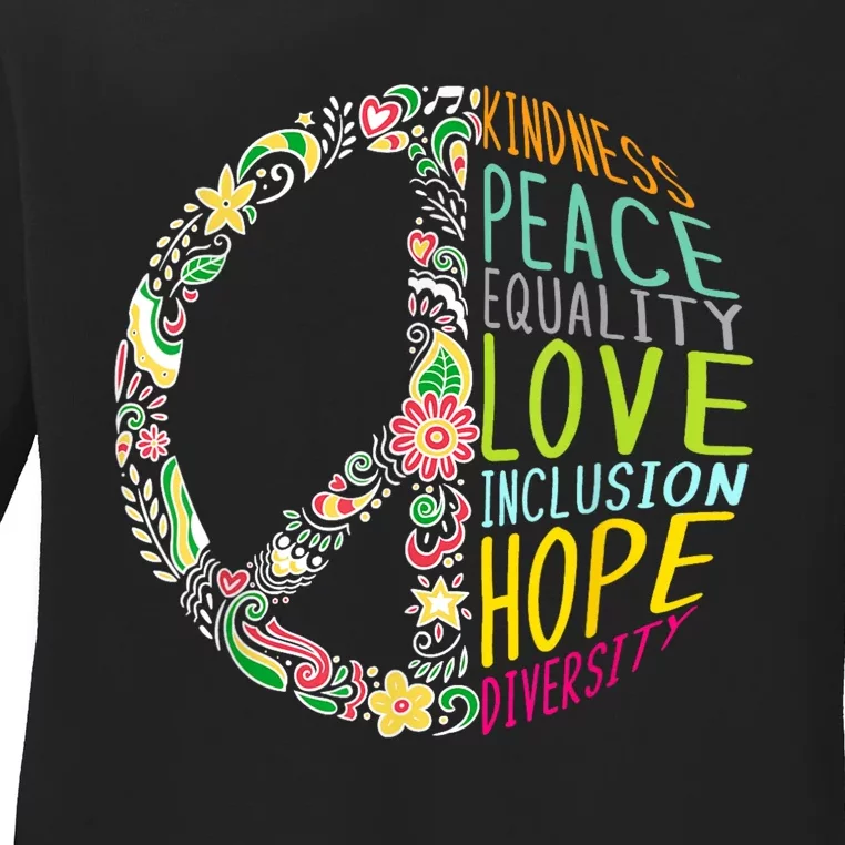 Human Rights Kindness Peace Equality Inclusion Diversity Ladies Long Sleeve Shirt