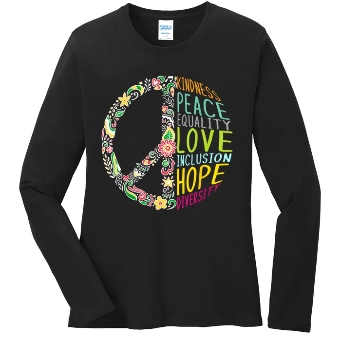 Human Rights Kindness Peace Equality Inclusion Diversity Ladies Long Sleeve Shirt