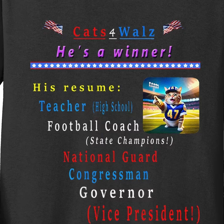 Her Resume Kamala Harris Tim Walz KamalaS Resume Kids Long Sleeve Shirt