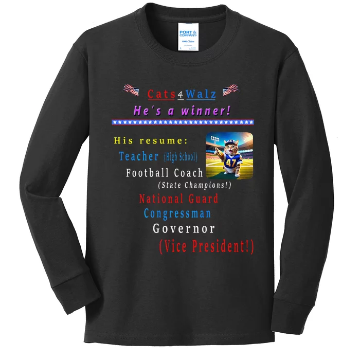 Her Resume Kamala Harris Tim Walz KamalaS Resume Kids Long Sleeve Shirt