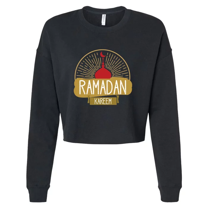 Happy Ramadan Kareem Gift Ramadan Mubarak Cropped Pullover Crew