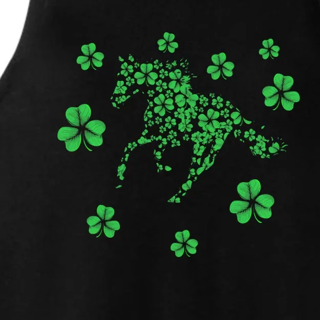 Horse Riding Lover Horseback Equestrian Rider Irish Shamrock Gift Ladies Tri-Blend Wicking Tank