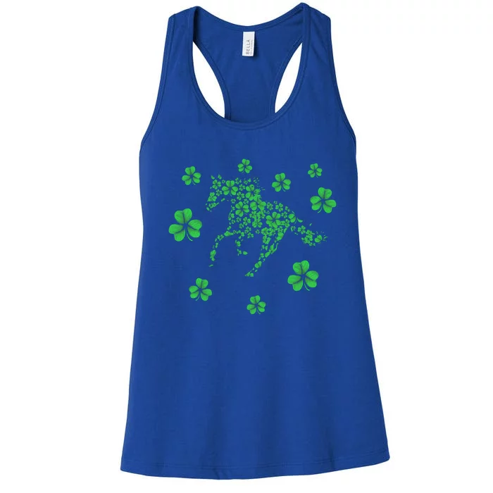 Horse Riding Lover Horseback Equestrian Rider Irish Shamrock Gift Women's Racerback Tank