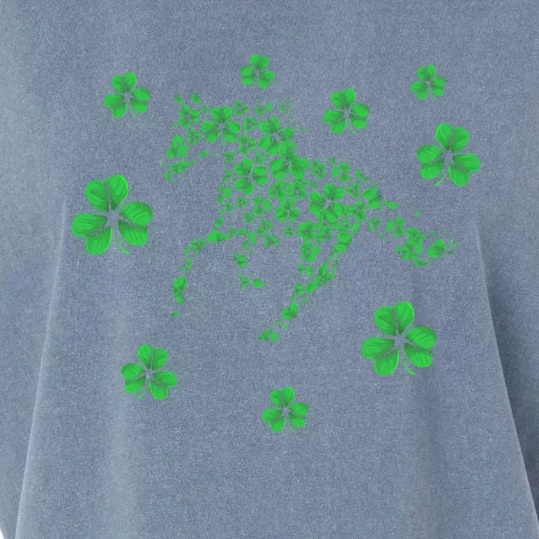 Horse Riding Lover Horseback Equestrian Rider Irish Shamrock Gift Garment-Dyed Women's Muscle Tee