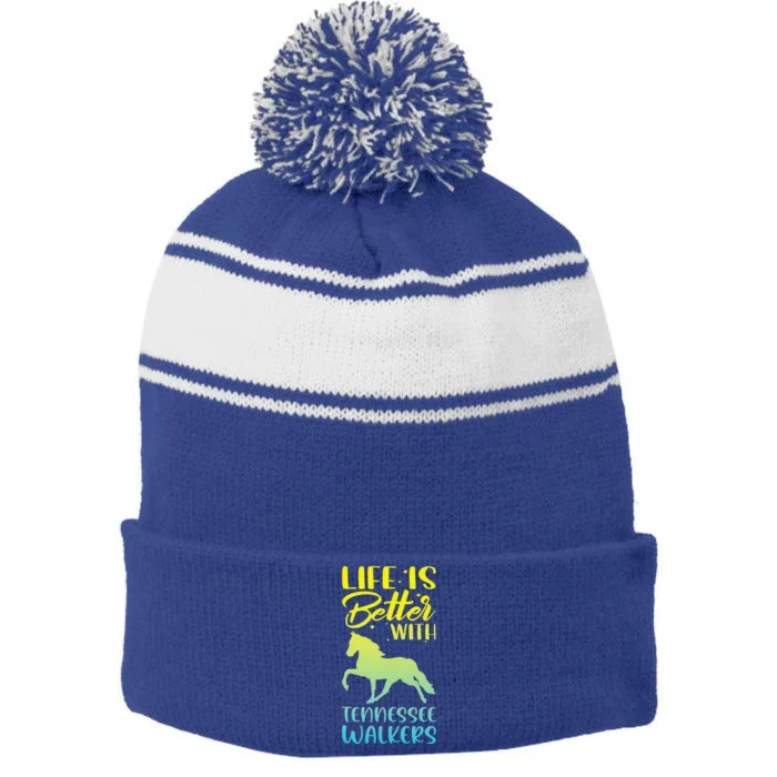 Horse Riding Life Is Better With Tennessee Walkers Stripe Pom Pom Beanie