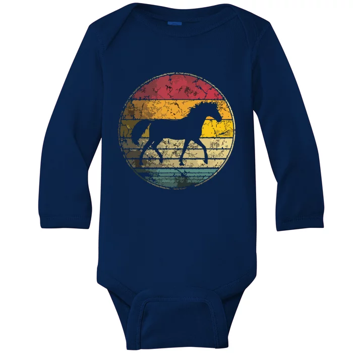 Horse Riding Love Equestrian Vintage Distressed Retro Baby Long Sleeve Bodysuit