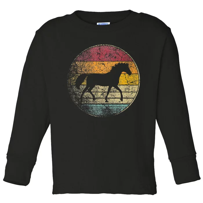 Horse Riding Love Equestrian Vintage Distressed Retro Toddler Long Sleeve Shirt