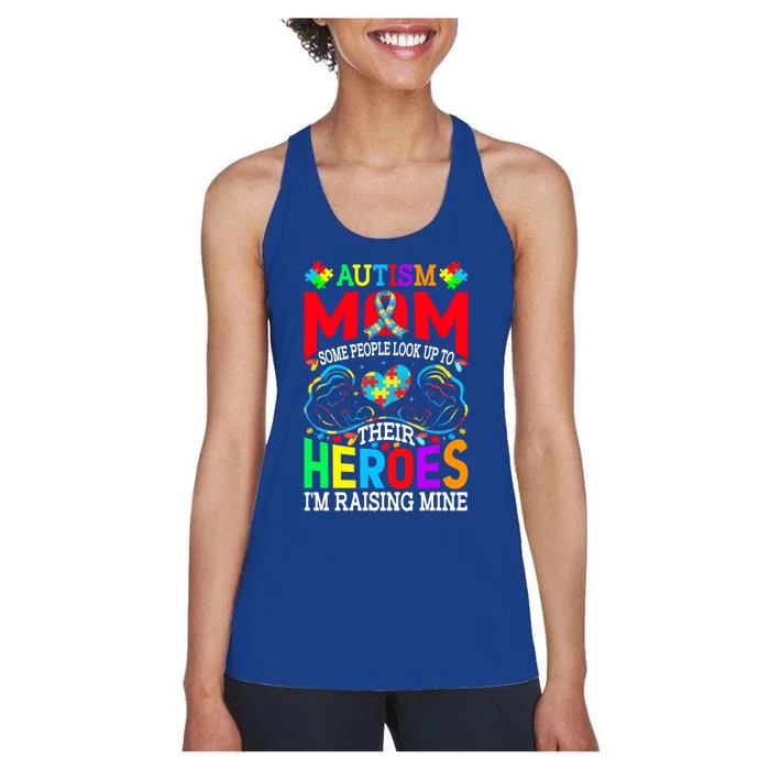 Hero Raising Mine Autism Awareness Autism Mom Gift Women's Racerback Tank