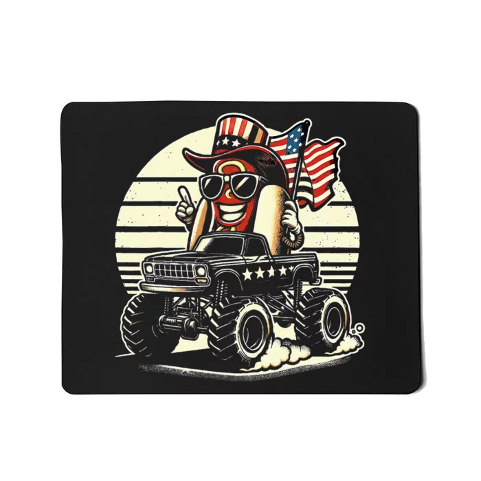 Hotdog Riding Monster Truck 4th Of July Usa Flag Mousepad