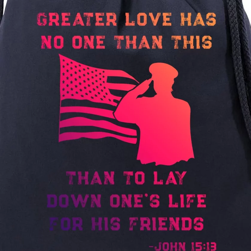 Honor Remember Memorial Military American Flag / Bible Verse Cute Gift Drawstring Bag