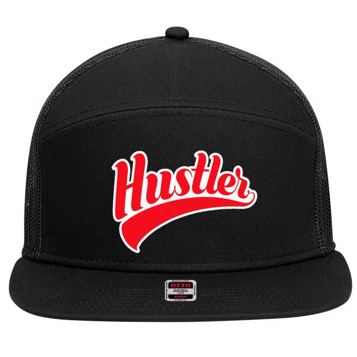 Hustler Red Money Lover Hustling Entrepreneur Hustle 7 Panel Mesh Trucker Snapback Hat