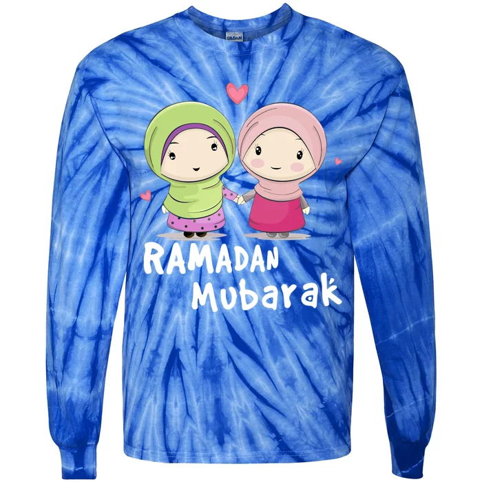 Happy Ramadan Mubarak Holy Month Calligraphy With Hijab Gift Tie-Dye Long Sleeve Shirt