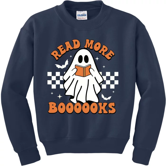 Halloween Read More Books Cute Boo Read A Book Teachers Day Kids Sweatshirt