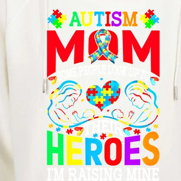 Hero Raising Mine Autism Awareness Autism Mom Gift Womens Funnel Neck Pullover Hood