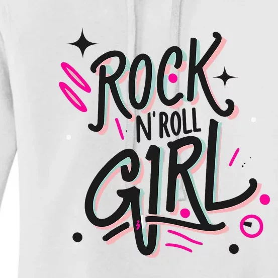 Halloween Rock N Roll Girl Retro Costume Graffiti Women's Pullover Hoodie