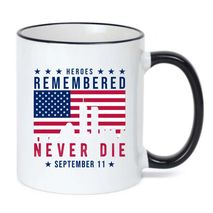 Heroes Remembered Never Die 911 American Flag Black Color Changing Mug