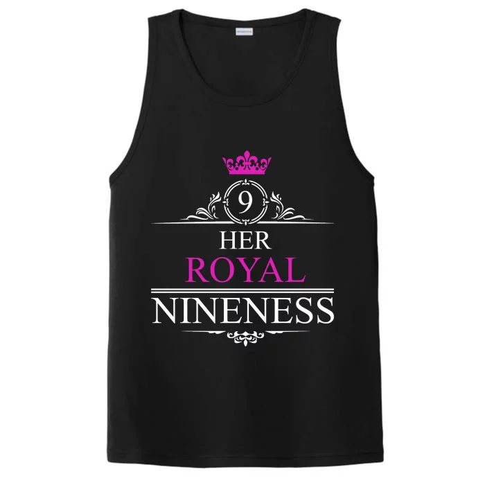 Her Royal Nineness 9th Birthday Nine Year Old Girl Performance Tank