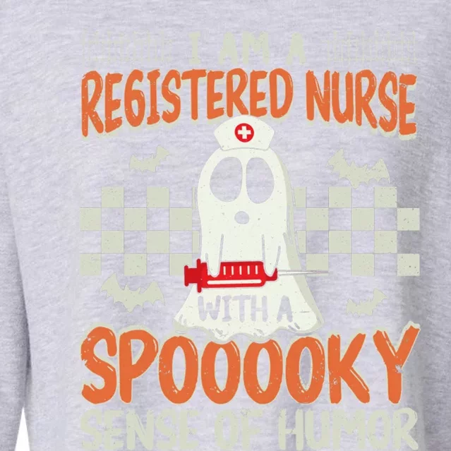 Halloween Registered Nurse With A Spooky Humor Nurse Gift Cropped Pullover Crew