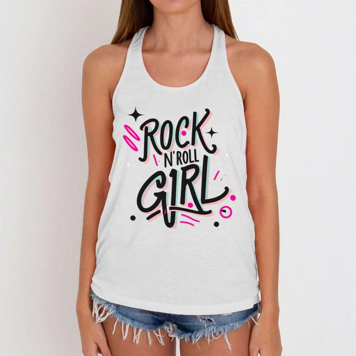 Halloween Rock N Roll Girl Retro Costume Graffiti Women's Knotted Racerback Tank