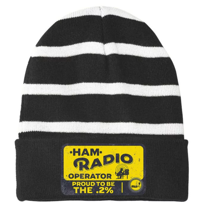 Ham Radio Operator For Signalers And Technicians Striped Beanie with Solid Band