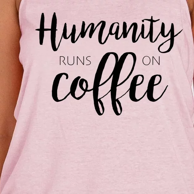 Humanity Runs On Coffee Women's Knotted Racerback Tank