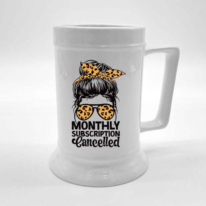 Hysterectomy Recovery Products Uterus Messy Bun Leopard Front & Back Beer Stein