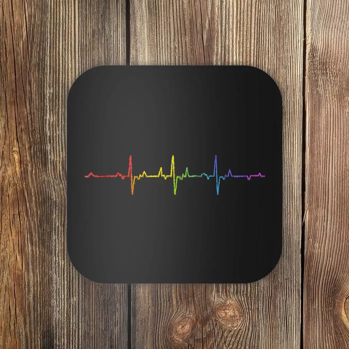 Heartbeat Rainbow Pride Lgbtq Ally Pulse Colors Coaster