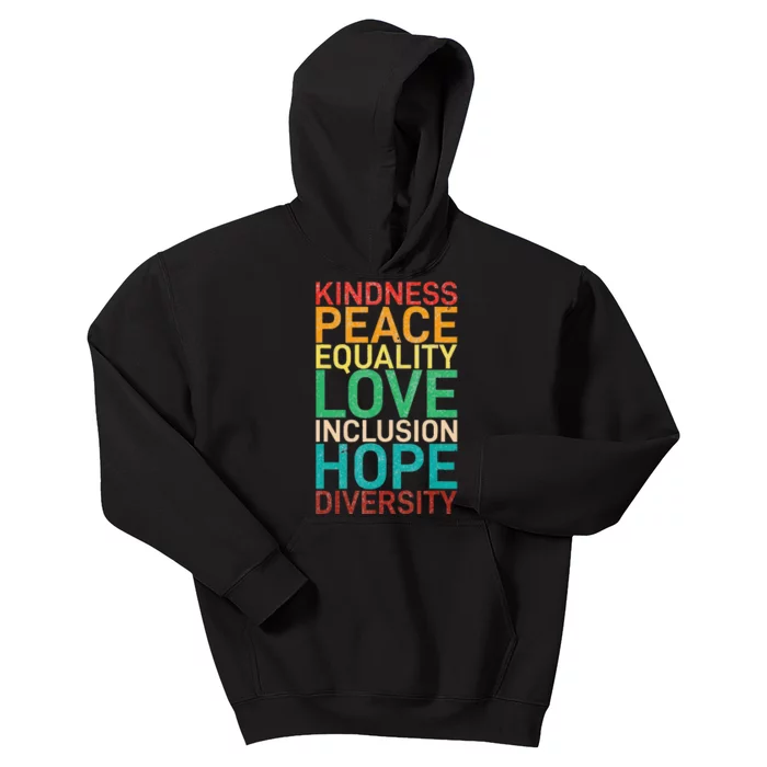 Human Rights Peace Inclusion Love Equality Kids Hoodie