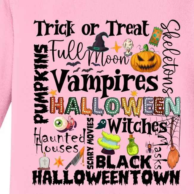 Halloween Retro Pumpkin Ghost Vampires Baby Long Sleeve Bodysuit