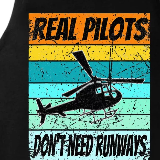 Helicopter Real Pilots Dont Need Runways Ladies Tri-Blend Wicking Tank