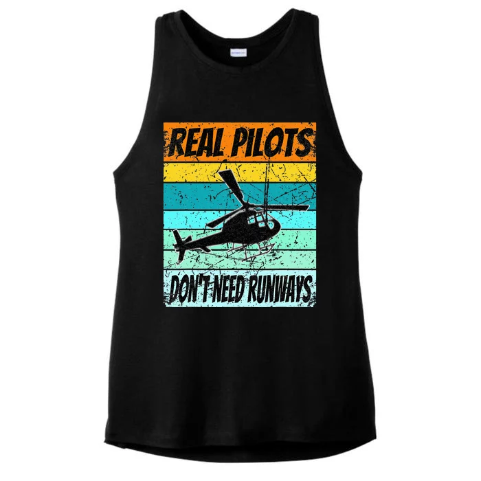 Helicopter Real Pilots Dont Need Runways Ladies Tri-Blend Wicking Tank