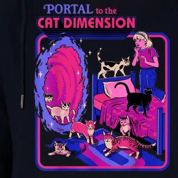 Halloween Retro Portal To The Cat Dimension Funny Womens Funnel Neck Pullover Hood