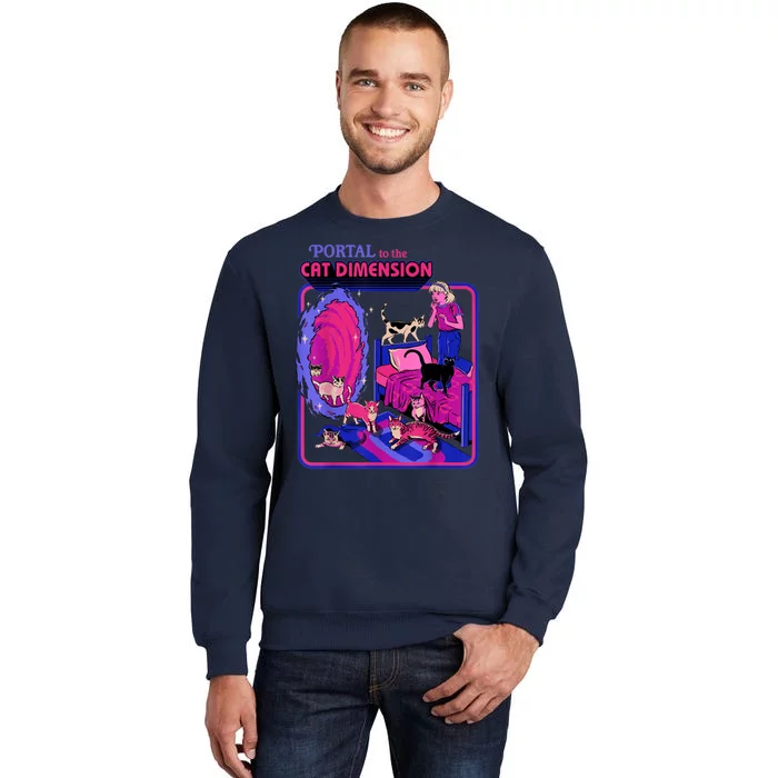 Halloween Retro Portal To The Cat Dimension Funny Tall Sweatshirt