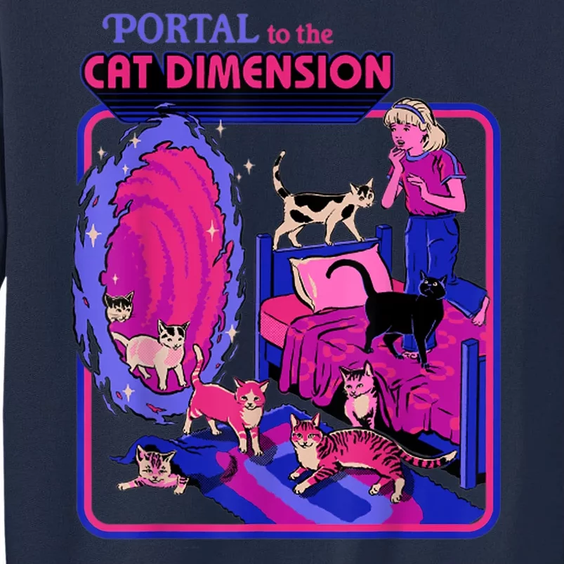 Halloween Retro Portal To The Cat Dimension Funny Tall Sweatshirt